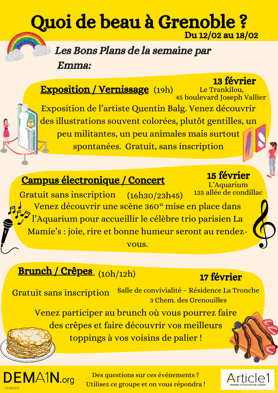 Flyer « Quoi de beau à Grenoble ? » bons plans de la semaine