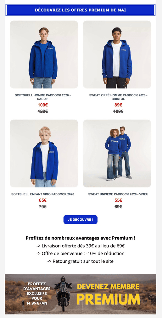Newsletter Yamaha offres premium